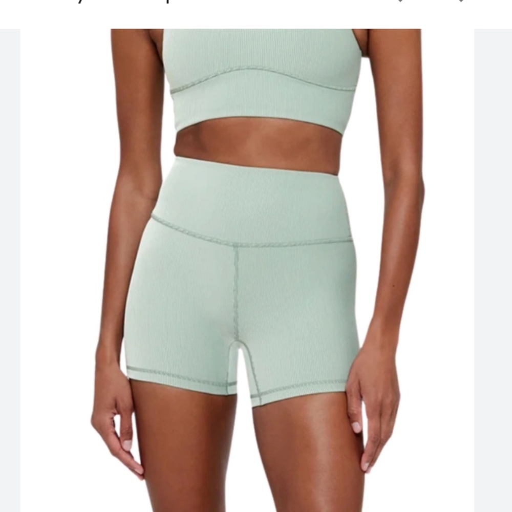 Zulu & Zephyr tallow green 4" biki short stripe rib nwt sz 6